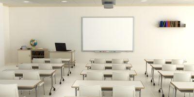 Modern classroom with a blank interactive whiteboard.World map's obtained from the Nasa public domain archive and then has been modified for required diffuse and bump maps.Link: http://veimages.gsfc.nasa.gov/7100/world.topo.bathy.200401.3x5400x2700.jpgSimilar images: